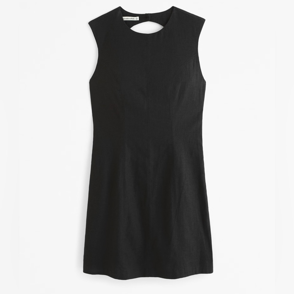 Black Linen Shell Mini Dress